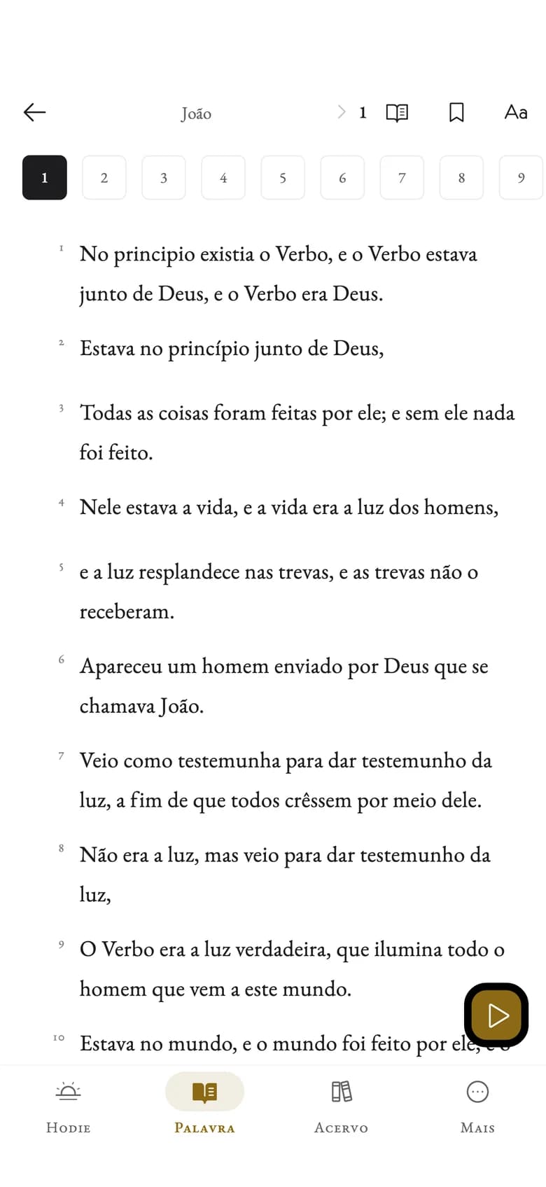 A Bíblia no app: o primeiro capítulo do Evangelho segundo São João
